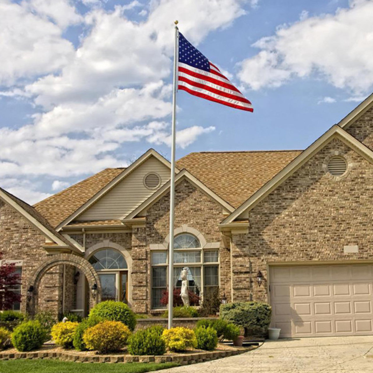 Super Tough 20ft 3 Sections Heavy Duty Residential Flagpole - White Powder Coat