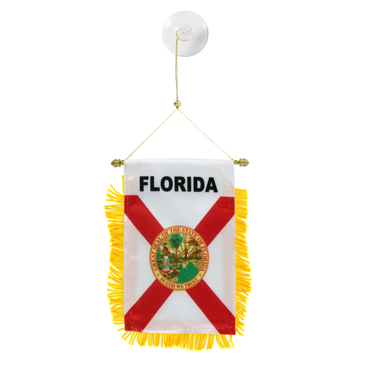 Small flag with 'Florida' text and emblem on a white background