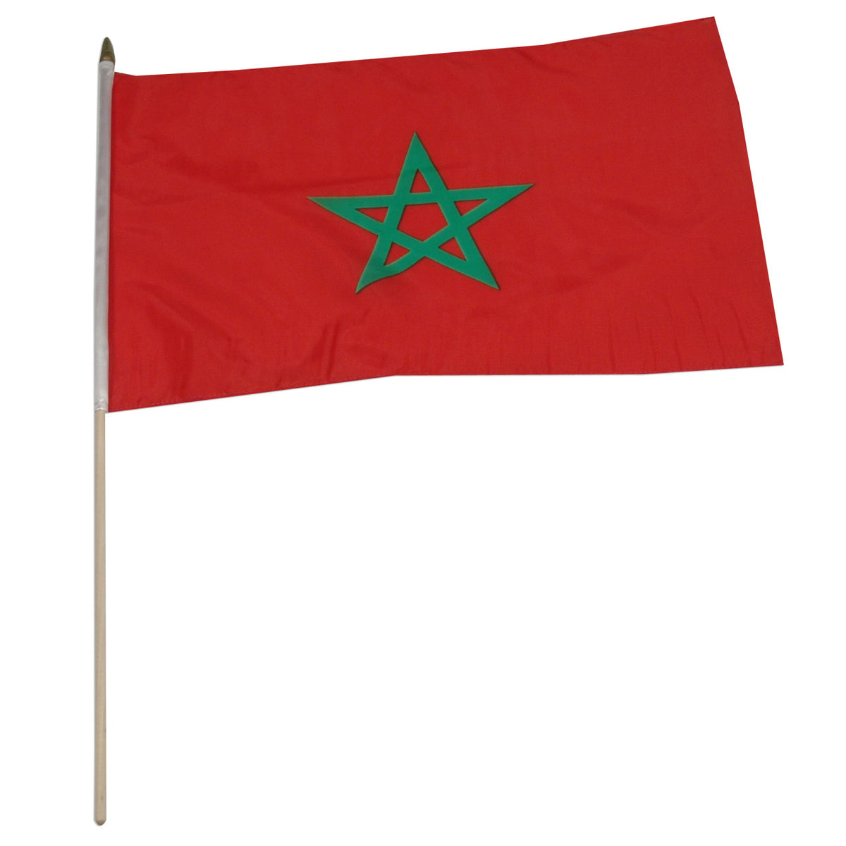 Morocco red flag with a green star on a white background