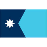 Minnesota state flag with a white star on a blue and dark blue background