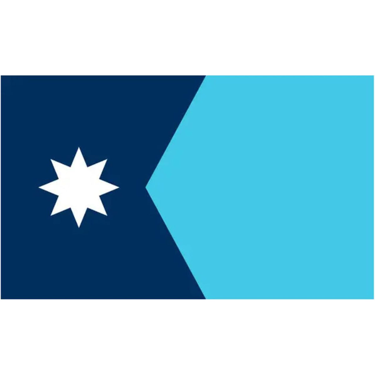 Minnesota state flag with a white star on a blue and dark blue background