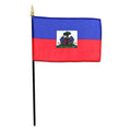 Flag of Haiti with blue and red horizontal stripes and a central emblem.
