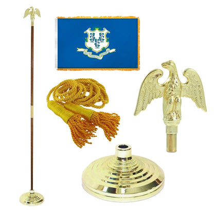 Super Tough Indoor Flagpole Kit with Nylon 4' x 6' Connecticut Flag