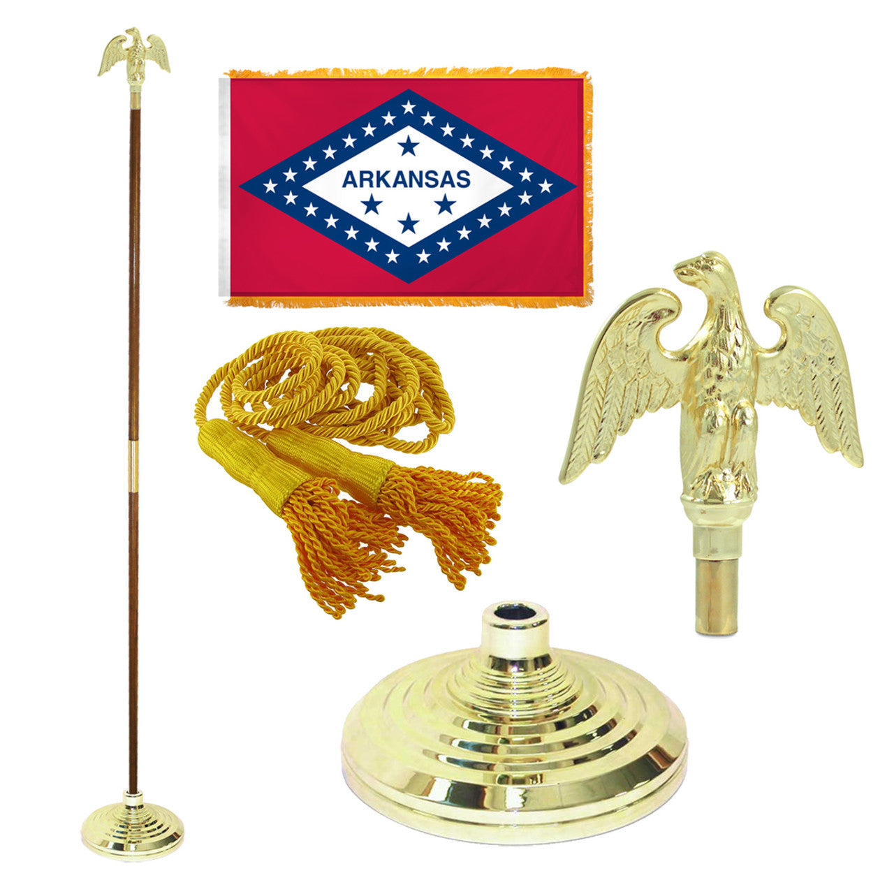 Super Tough Indoor Flagpole Kit with Nylon 4' x 6' Arkansas Flag
