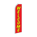 Red banner with yellow 'WELCOME' text on a white background
