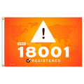 Orange banner with OHSAS 18001 registered logo and text on a white background