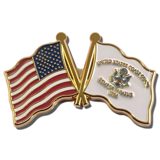 US and Coast Guard Flag Lapel Pin - 1.25" - 1.25" x 1/2"