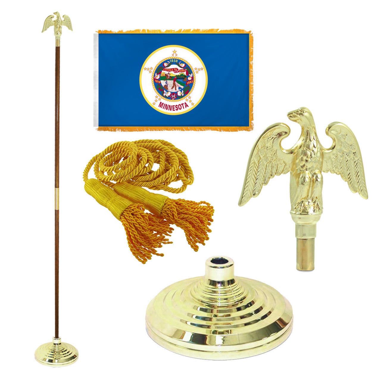 Super Tough Indoor Flagpole Kit with Nylon 3' x 5' Minnesota Flag