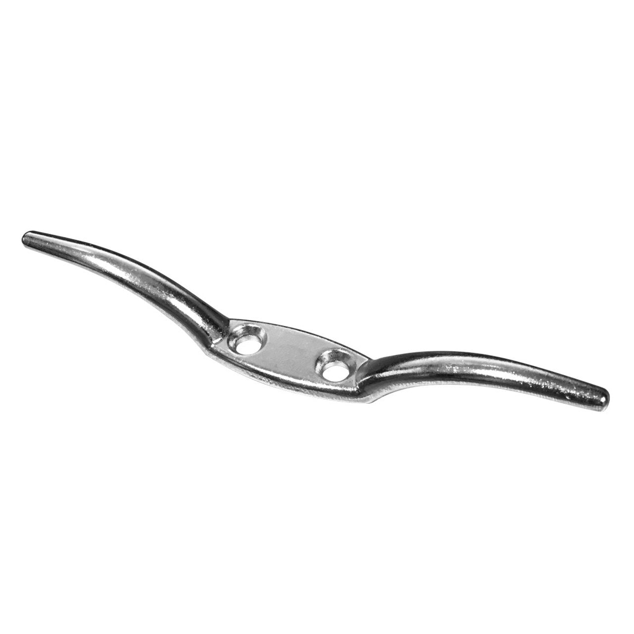 Metal cleat with two holes on a white background
