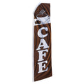 Swooper banner with 'CAFE' text and coffee graphics on a brown background