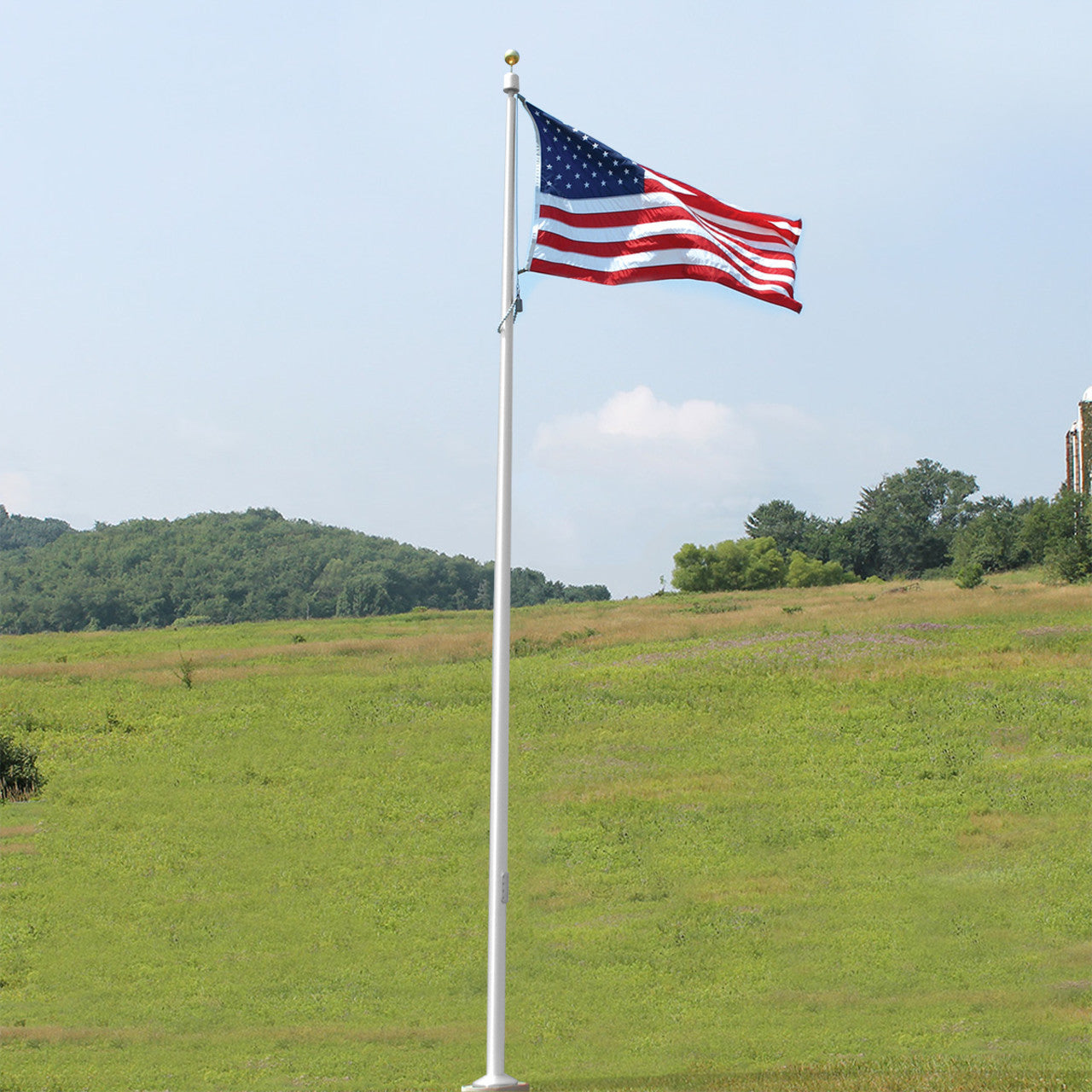 ECV25 Vanguard Internal Halyard Series 25ft Commercial Flagpole - .188in Wall Thickness - 6in Butt Diameter