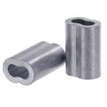 An aluminum cable and rope crimp on a white background