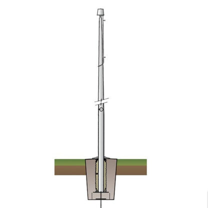 ECSA35IH Deluxe Internal Halyard Series 35ft Commercial Flagpole - .188in Wall Thickness - 5in Butt Diameter