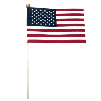 Super Tough 4"x6" Cotton US Stick Flag with Ball Tip - Minimum of 12