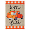 Gingham Truck Burlap Garden Flag - 12in x 18in