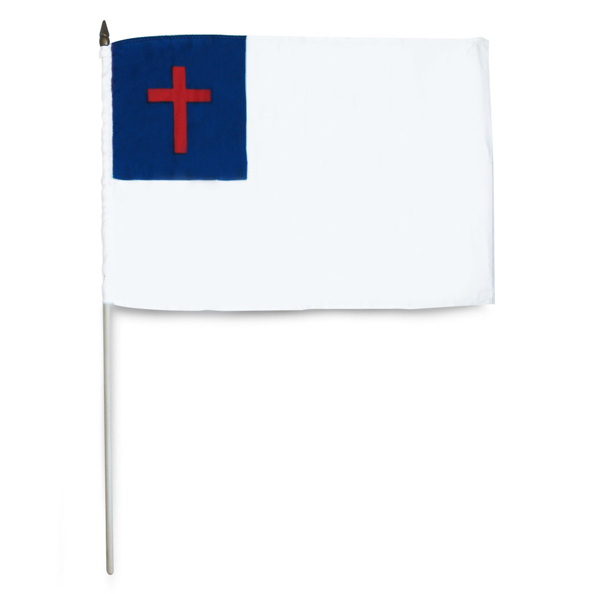 White Christian flag with a blue canton containing a red cross