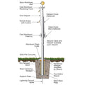 Hurricane Series 25ft Flagpole - External Halyard - ECH25