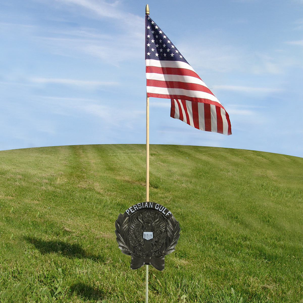 An American stick flag with a Persian Gulf graver marker