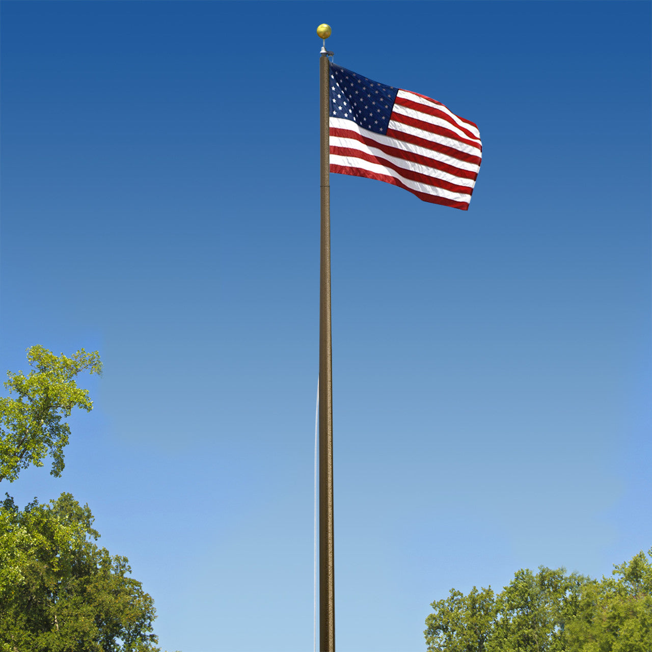 Super Tough 25ft 4 Sections Heavy Duty Residential Flagpole - Bronze