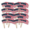 Super Tough 4"x6" Cotton US Stick Flag with No Spear Tip - 100 Pack