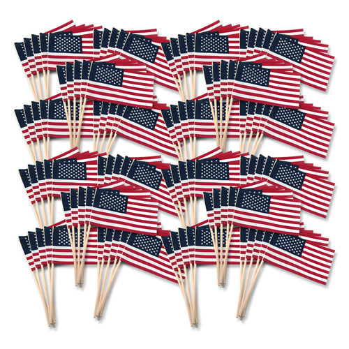 Super Tough 4"x6" Cotton US Stick Flag with No Spear Tip - 100 Pack
