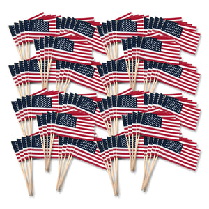 Super Tough 4"x6" Cotton US Stick Flag with No Spear Tip - 100 Pack