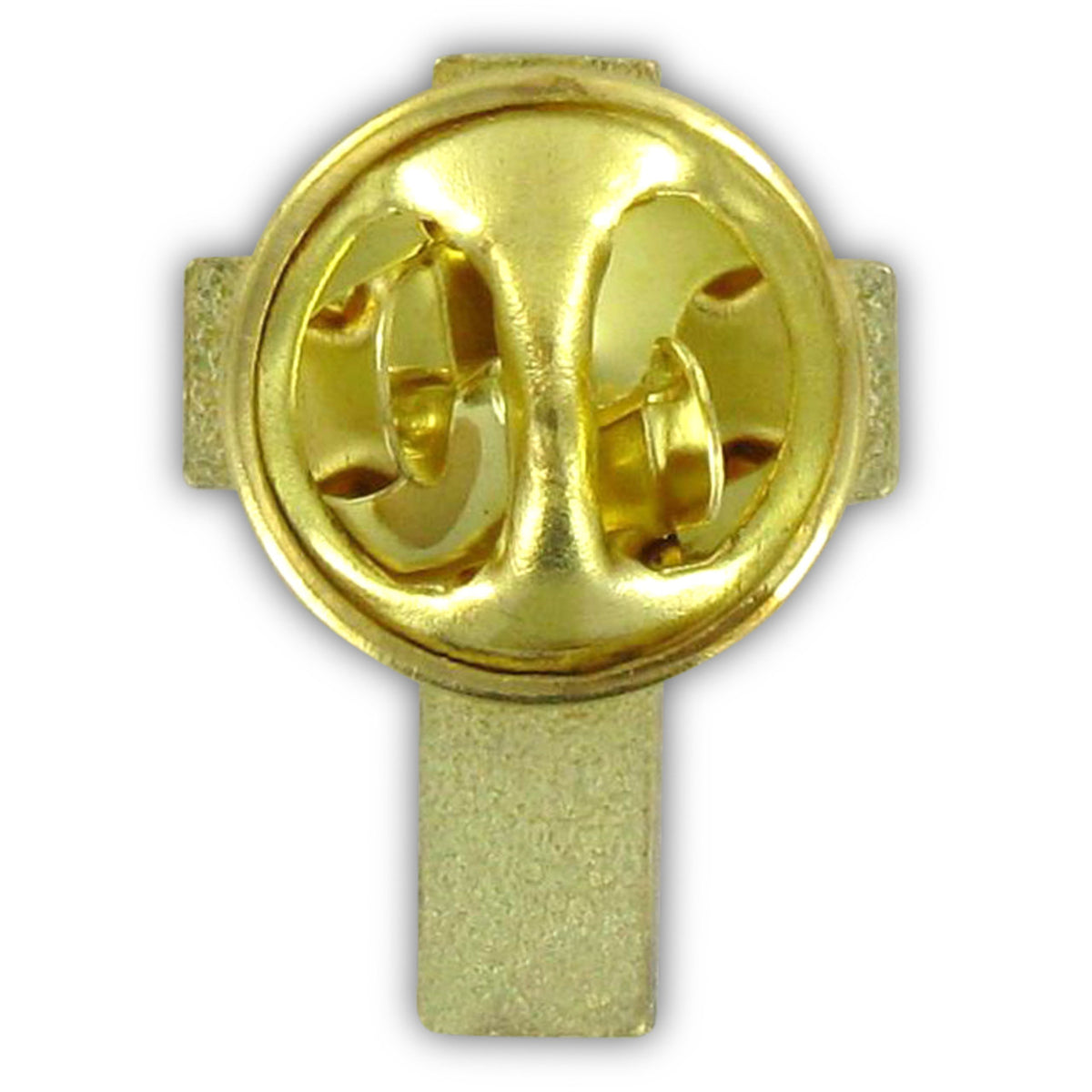 Back of a cross shaped lapel pin