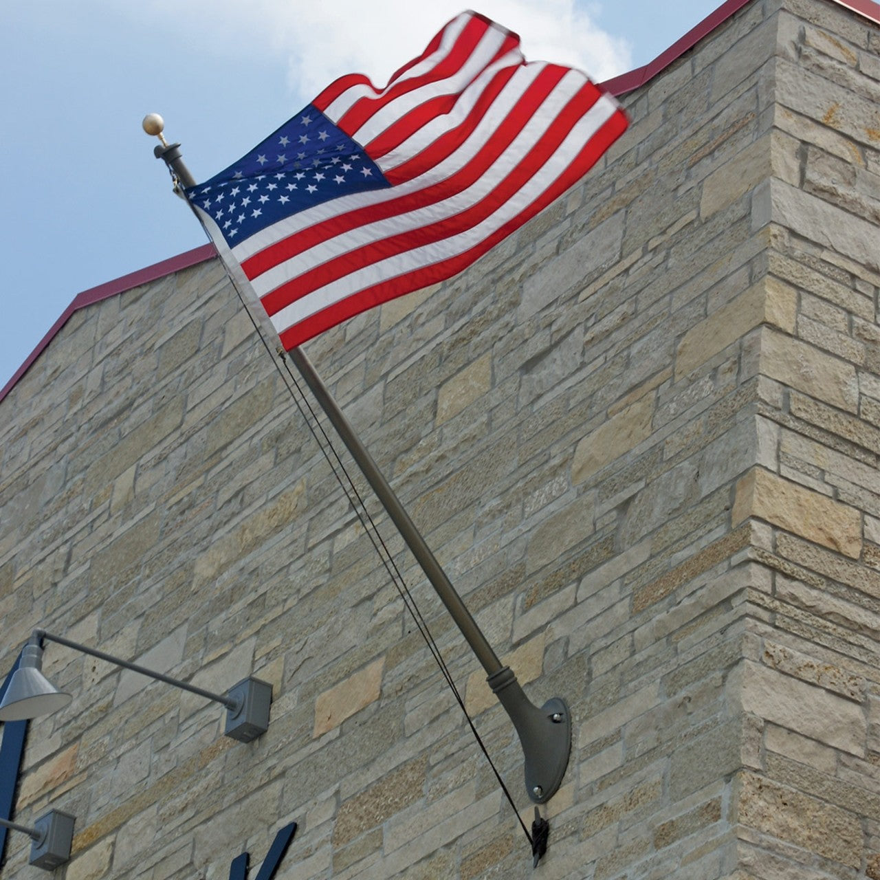ECOS 10ft Outrigger Wall Mount Series Non-Tapered Commercial Flagpole - .125 Wall Thickness - 3" Top/Butt Diameter