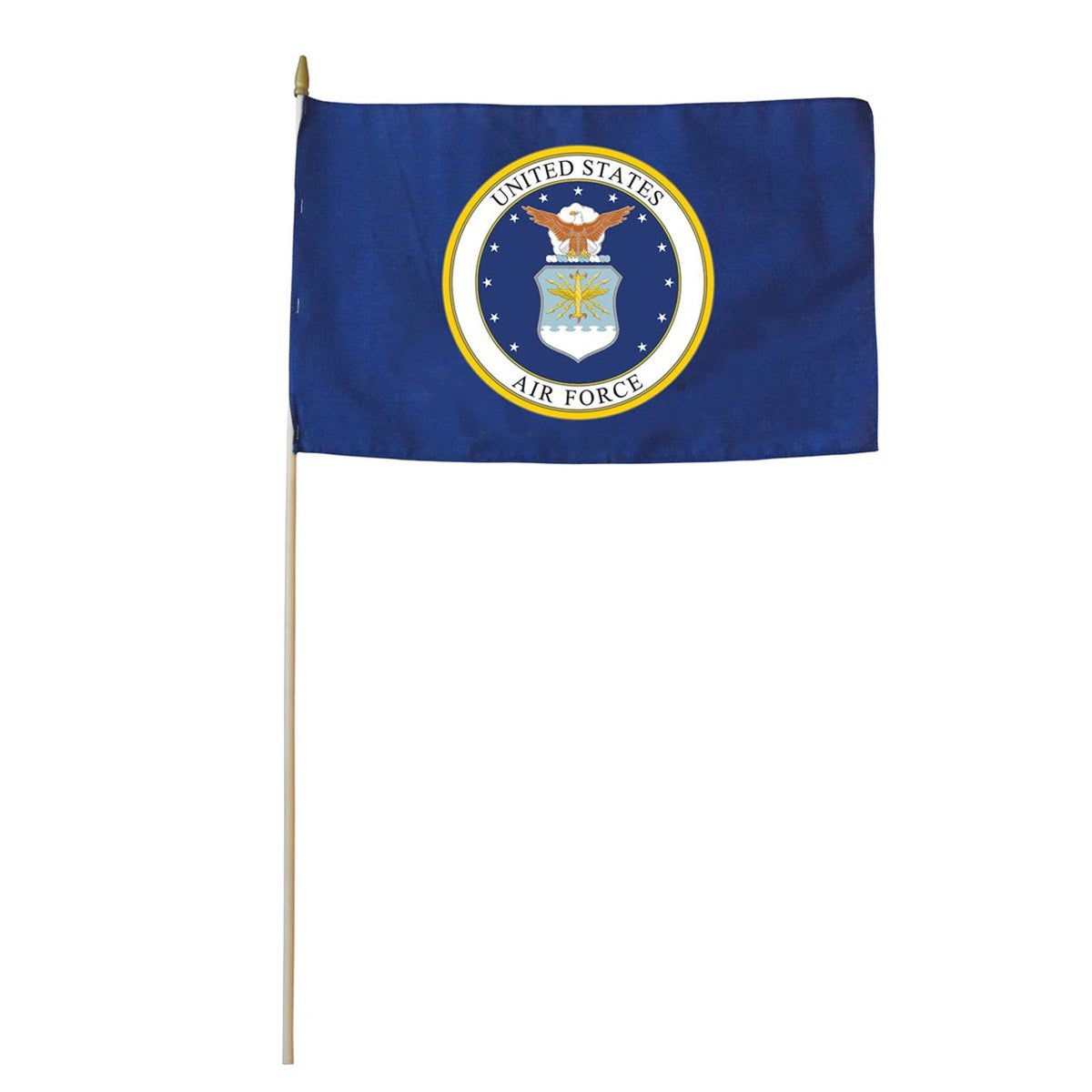 Valley Forge Polycotton 12" x 18" US Military Air Force Stick Flag - Mounted on 30" Wooden Stick - Made in USA