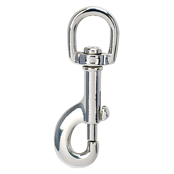 Metallic swivel hook on a white background