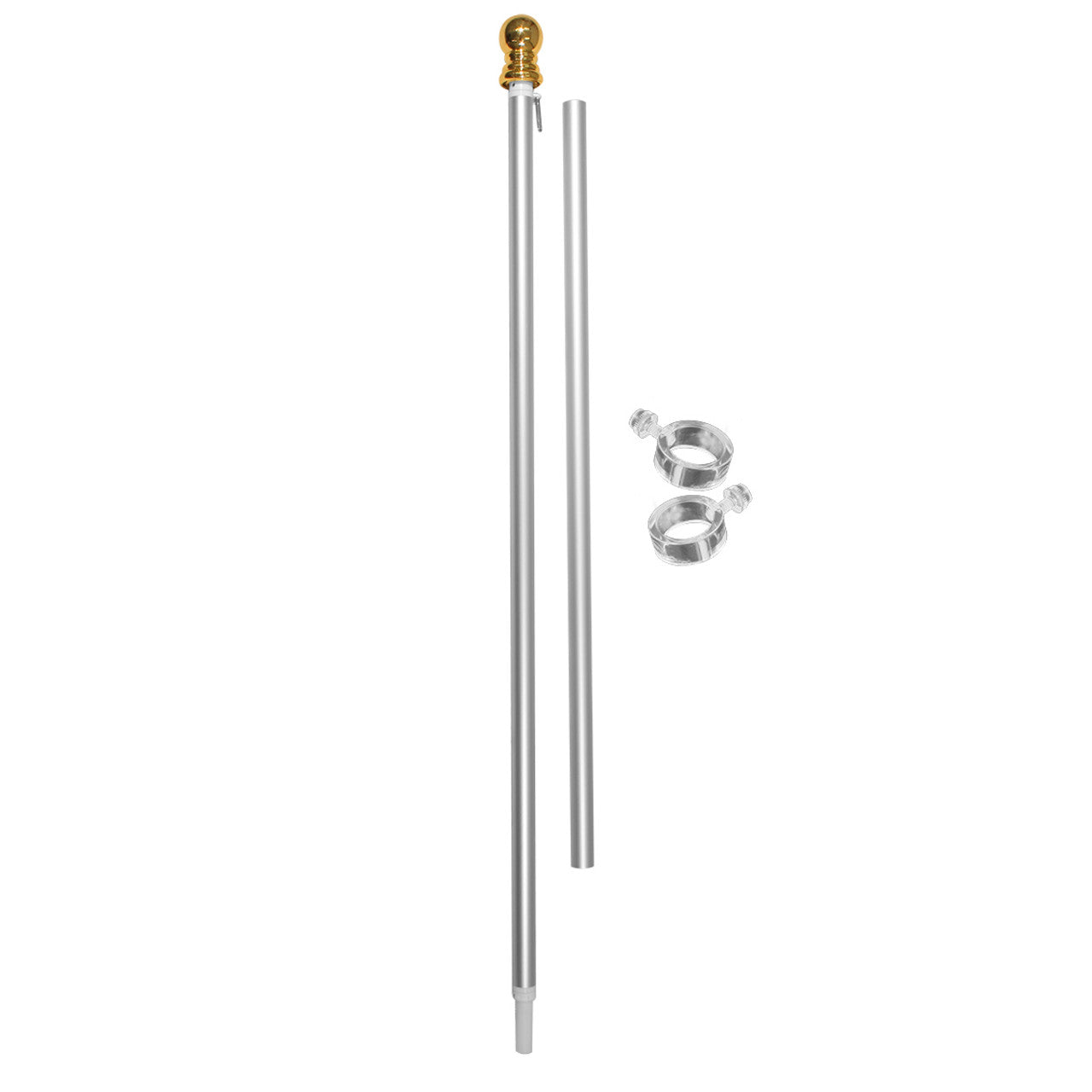 Super Tough 6ft Spinner Flagpole - White Aluminum