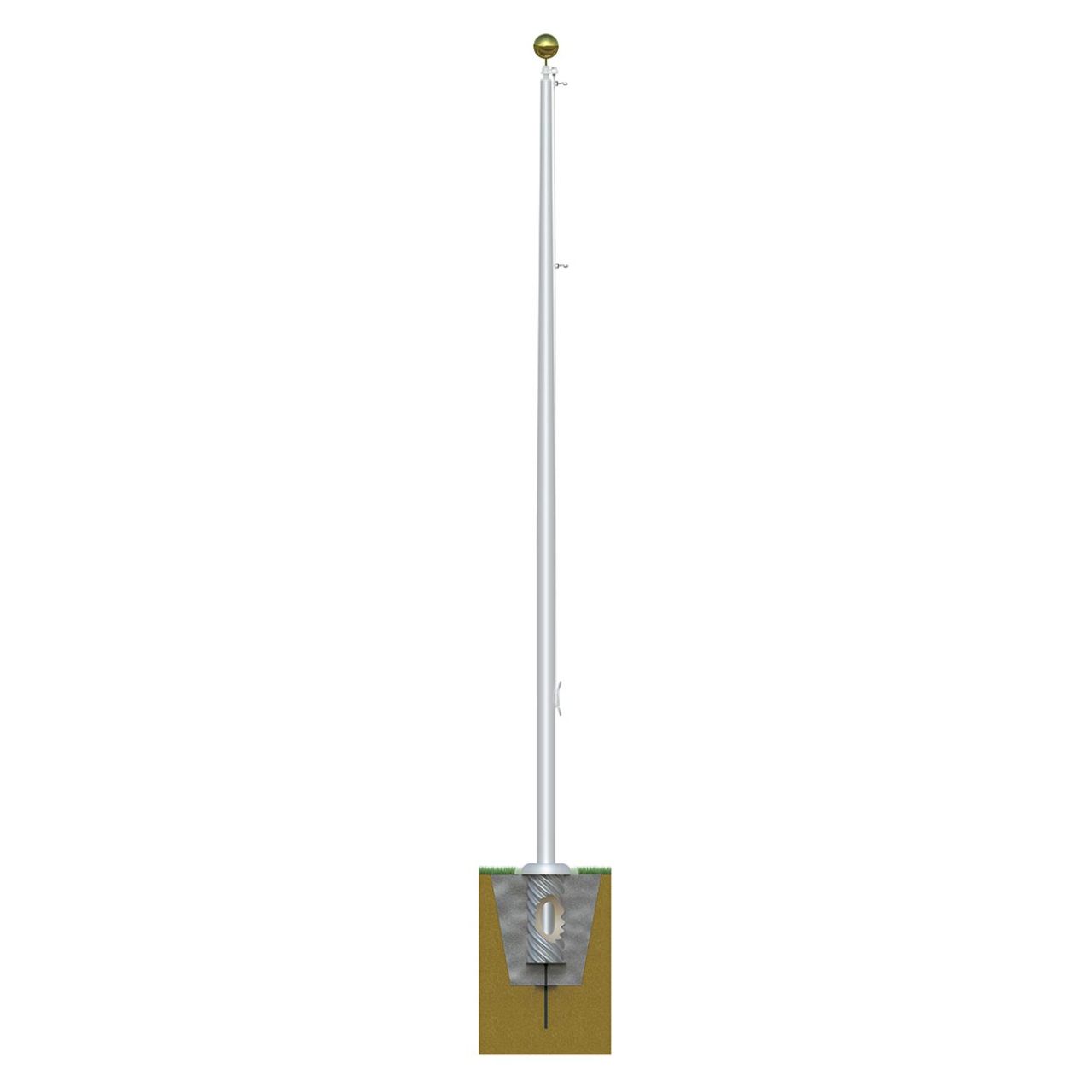 Xtreme Internal Reinforced with Winch Series 70ft 3 Sections Commercial Flagpole - .375in Wall Thickness - 12in Butt Diameter
