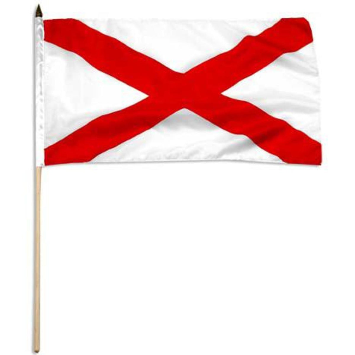White Alabama state flag with two red diagonal stipes forming an 'X'