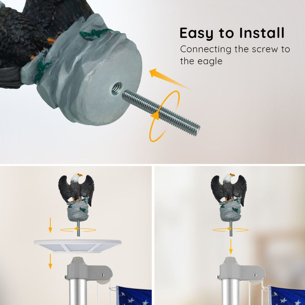 Easy to install infographic for eagle flagpole topper