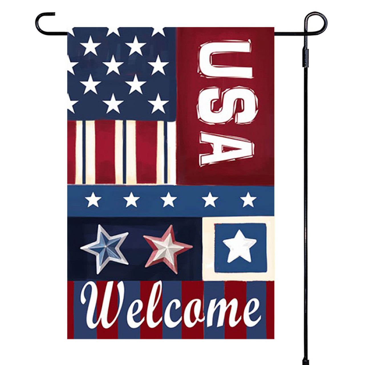 Super Tough Garden Flag - Patriotic Welcome - 12in x 18in