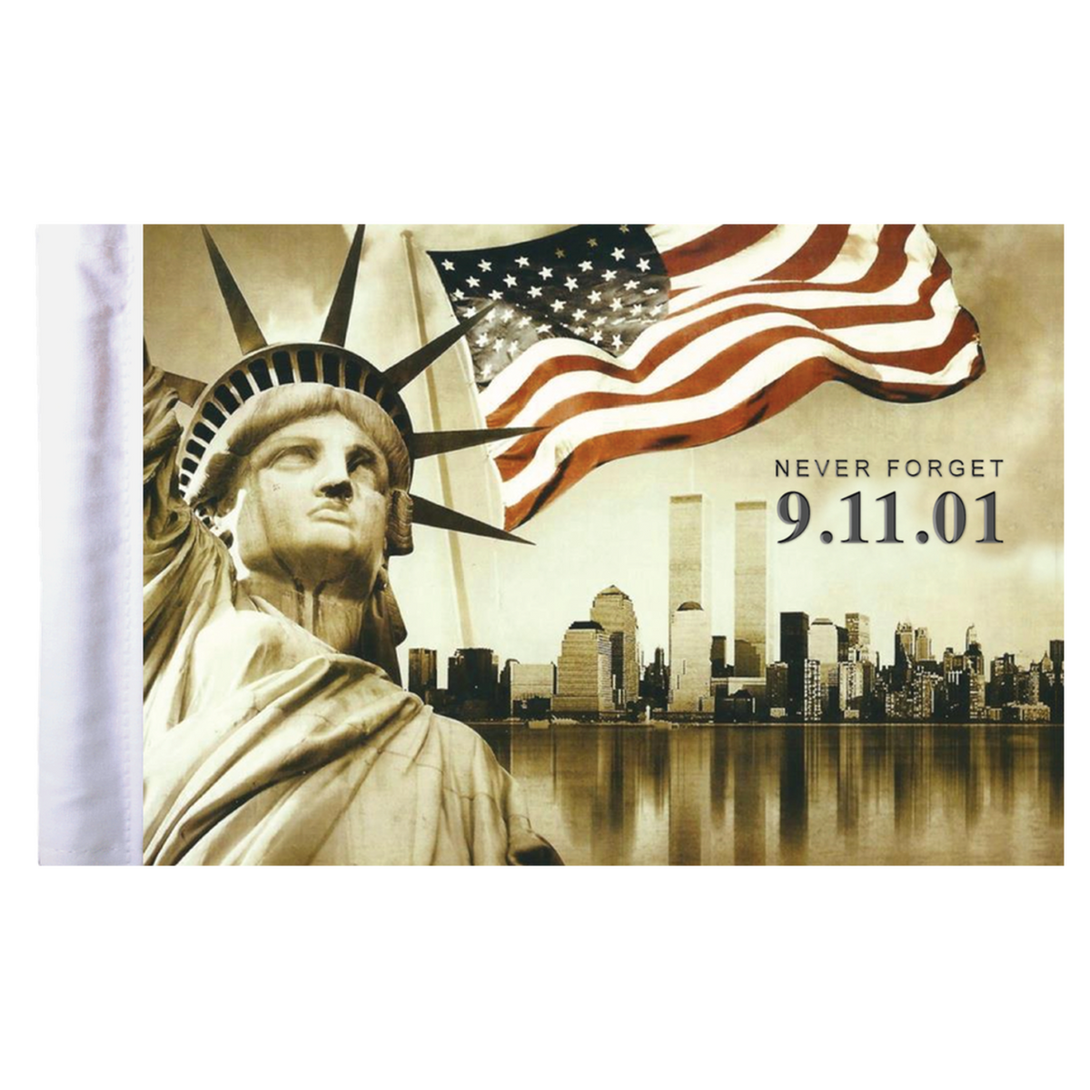 9 11 Never Forget Motorcycle Flag - 6" x 9"
