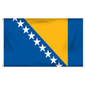 Bosnian flag with blue and yellow diagonal stripes and white stars on a white background
