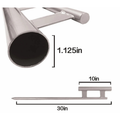 Stainless steel pipe with dimensions labeled on a white background