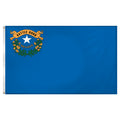 State of Nevada flag featuring the silver star, sagebrush wreath, and 'Battle Born' gold scroll emblem on a solid cobalt blue field.