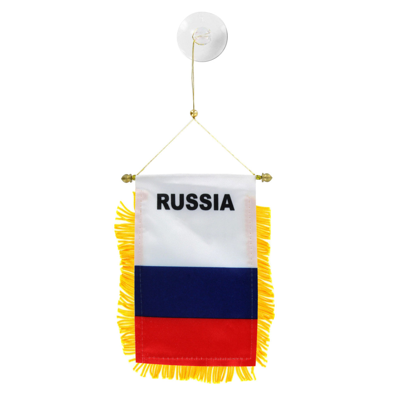 Small flag with 'RUSSIA' text on a white background