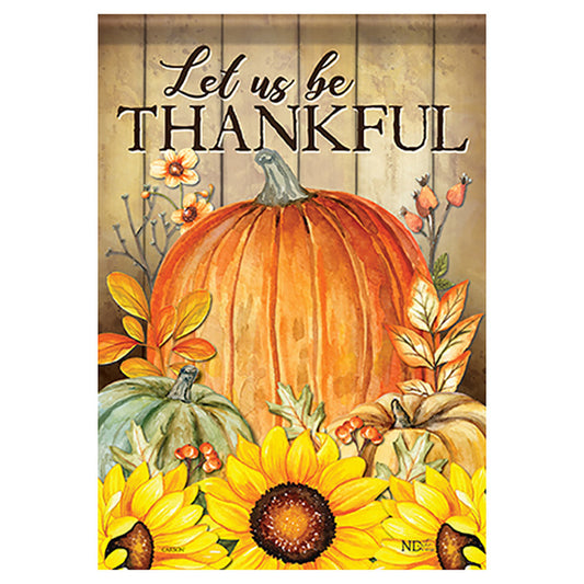 Carson Thanksgiving Garden Flag - Pumpkin & Sunflower Trio - 12.5in x 18in