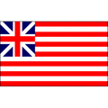 Grand Union flag with red and white horizontal stripes and a Union Jack