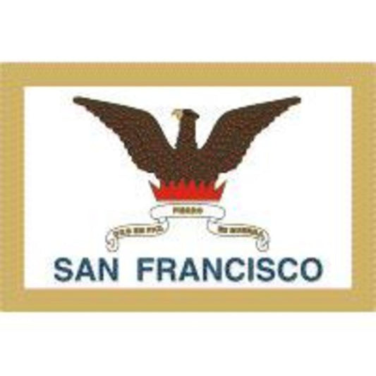Flag with an eagle emblem and 'San Francisco' text on a white background