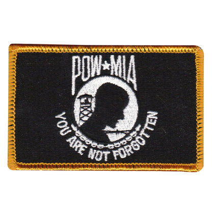 POW*MIA patch with silhouette and text on a black background