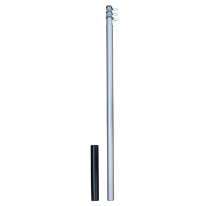 Metal pole with a black cap on a white background