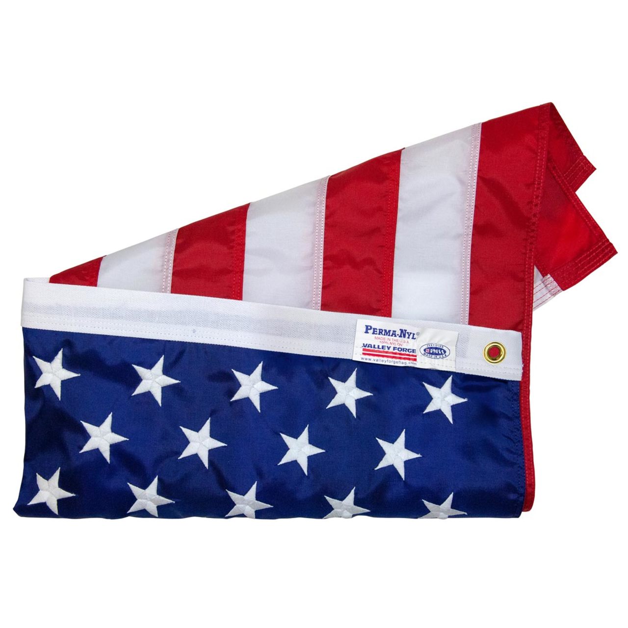 Valley Forge Outdoor White Aluminum 6' 2-Piece Spinning Pole Kit w/ Sewn Nylon 3' x 5' American Flag and 1" White Adjustable Cast Aluminum Bracket