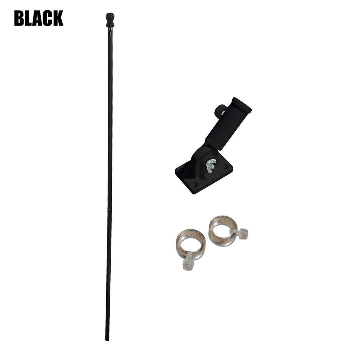 American flagpole kit with pole, rings, and mounting base