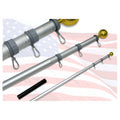 Super Tough 20ft Telescoping Silver Flagpole with Sewn Nylon US Made Flag
