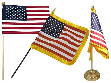 Includes 2 Flag Stands & 2 Small Mini Stick Flags Made in The USA 1 American and 1 Missouri 4x6 Miniature Desk & Table Flag